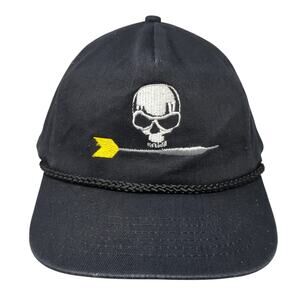 Skull Snapback 5 Panel Cap Black One Size Adjustable Embroidered Rope KC